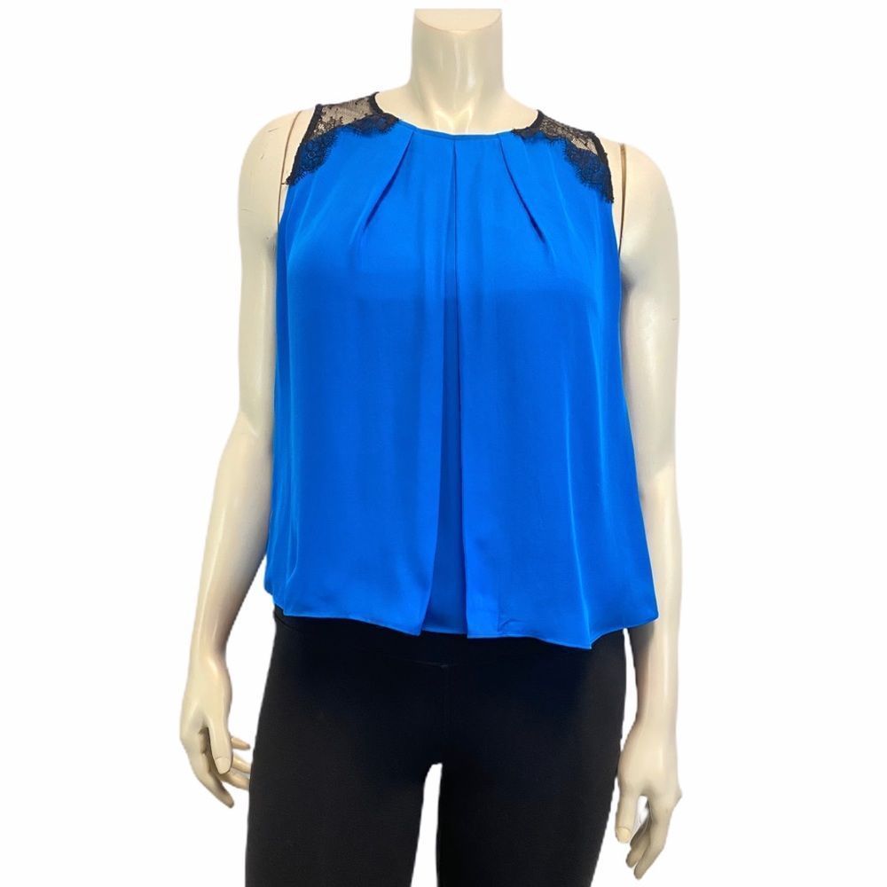 $242 ALICE + OLIVIA Blue Sheer Chiffon Tank Top- New w/ Flaws